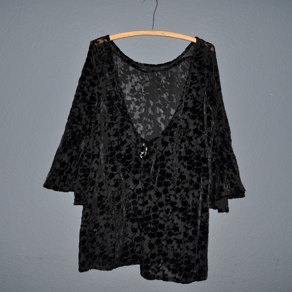 GYPSY JUNKIES Blossom Velvet Black Tunic Top [D8] - Picture 6 of 8